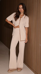 Shaylie Wide Leg Pants - Beige